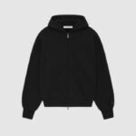essentials classic full zip-up hoodie black streetwear