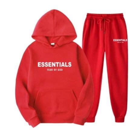 essentials hoodie red premium streetwear