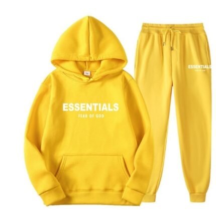 essentials hoodie yellow soft cotton casual streetwear