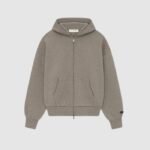 essentials classic full zip-up hoodie grey streetwear