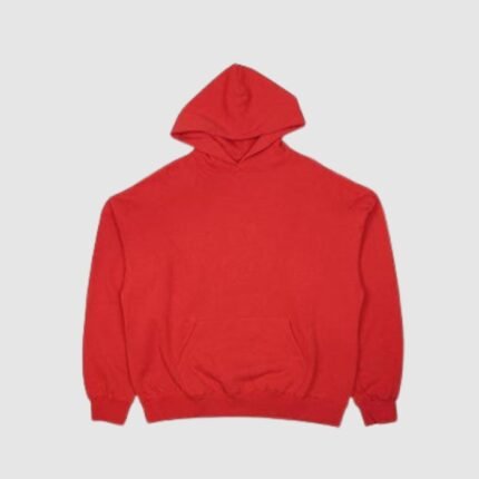fear of god essentials red hooded sweatshirt premium streetwear