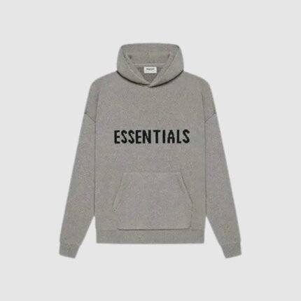 essentials knit pullover hoodie gray streetwear
