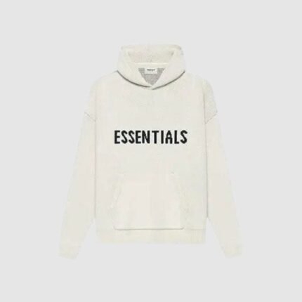 essentials knit pullover hoodie white streetwear